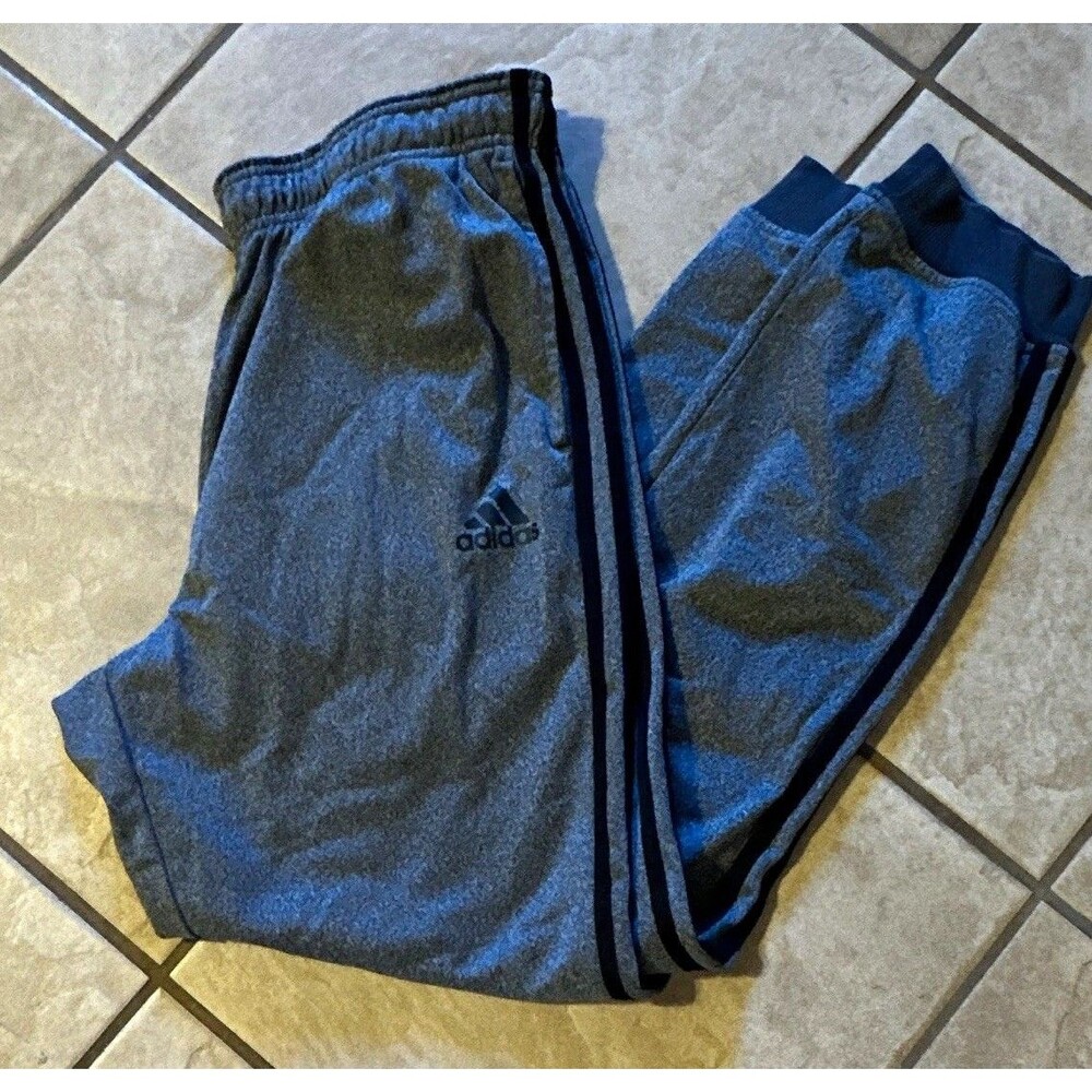 Adidas Men's Essentials Fleece Joggers Gray Heather Track Pants Black 3-Stripe L